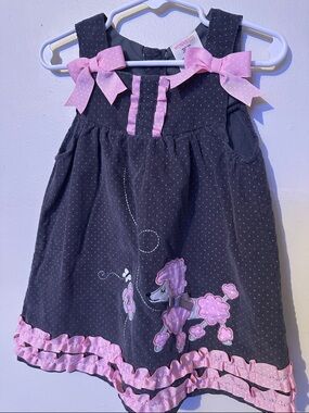 Wonderkids Gray Dress with Pink Accents and Poodle Appliqué